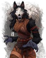 artist:kanekuo background character:mal0 clothing copyright:scp_foundation female looking_at_viewer meta:2023 simple species:canine species:hybrid species:mammal species:wendigo visible_bone // 1506x1920 // 426KB