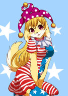 american_flag collar female hat simple_background species:canine species:mammal yellow_fur // 600x851 // 394KB