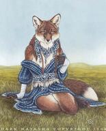 female meta:2004 outside robe sitting species:canine species:fox species:mammal // 462x574 // 387KB