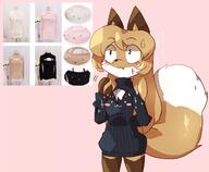 artist:fiddleafox brown_fur character:averi_(fiddleafox) chest_tuft dipstick_tail ears female gloves_(marking) socks_(marking) species:canine species:fox species:mammal sweater tail white_fur // 1280x1052 // 142KB