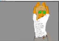 artist:Vance brown_hair Froot glasses meta:bp meta:text meta:unfinished orange_fur shirt soyjak.party species:mammal tagme // 1399x986 // 197KB