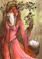 dress female flowers meta:2008 orange_hair species:canine species:fox species:mammal // 724x1024 // 746KB