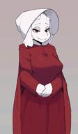 a_handmaids_tale bonnet dress ears eyes fangs female fluffy_ears goat horns red red_clothing toriel_(undertale) white_fur // 1272x2187 // 1.0MB