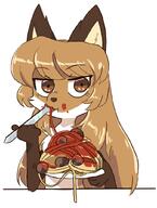 artist:fiddleafox brown_fur character:averi_(fiddleafox) dipstick_tail ears eating female food gloves_(marking) socks_(marking) spaghetti species:canine species:fox species:mammal tail white_fur // 776x1029 // 88KB