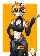 character:waai_fu clothing copyright:arknights female species:feline species:mammal species:tiger tail tools yellow_eyes // 850x1203 // 209KB