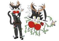 antlers artist:soggy bow character:root ears flowers meta:anthro nametag rose shoes simple_background soyjak.party soyjak.st species:cat species:domestic species:feline species:mammal suit tail tuxedo vines white_background yellow_eyes // 2596x1820 // 240KB