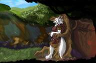 artist:Bangladeshi_Smoke_Schizo character:nine_eleven character:squirreljak ear_tuft feet female grass meta:anthro meta:bp nature tree white_fur white_hair // 5624x3675 // 13MB